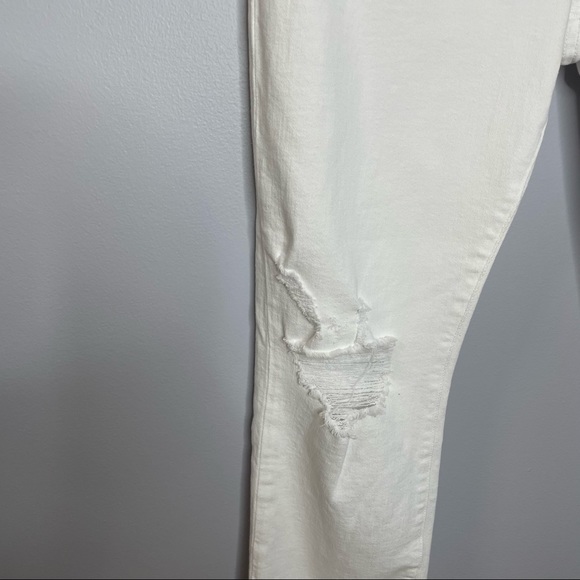 Frame  Le Beau Ripped Straight Leg Boyfriend Jeans In Blanc Drive Rips - Picture 5 of 9